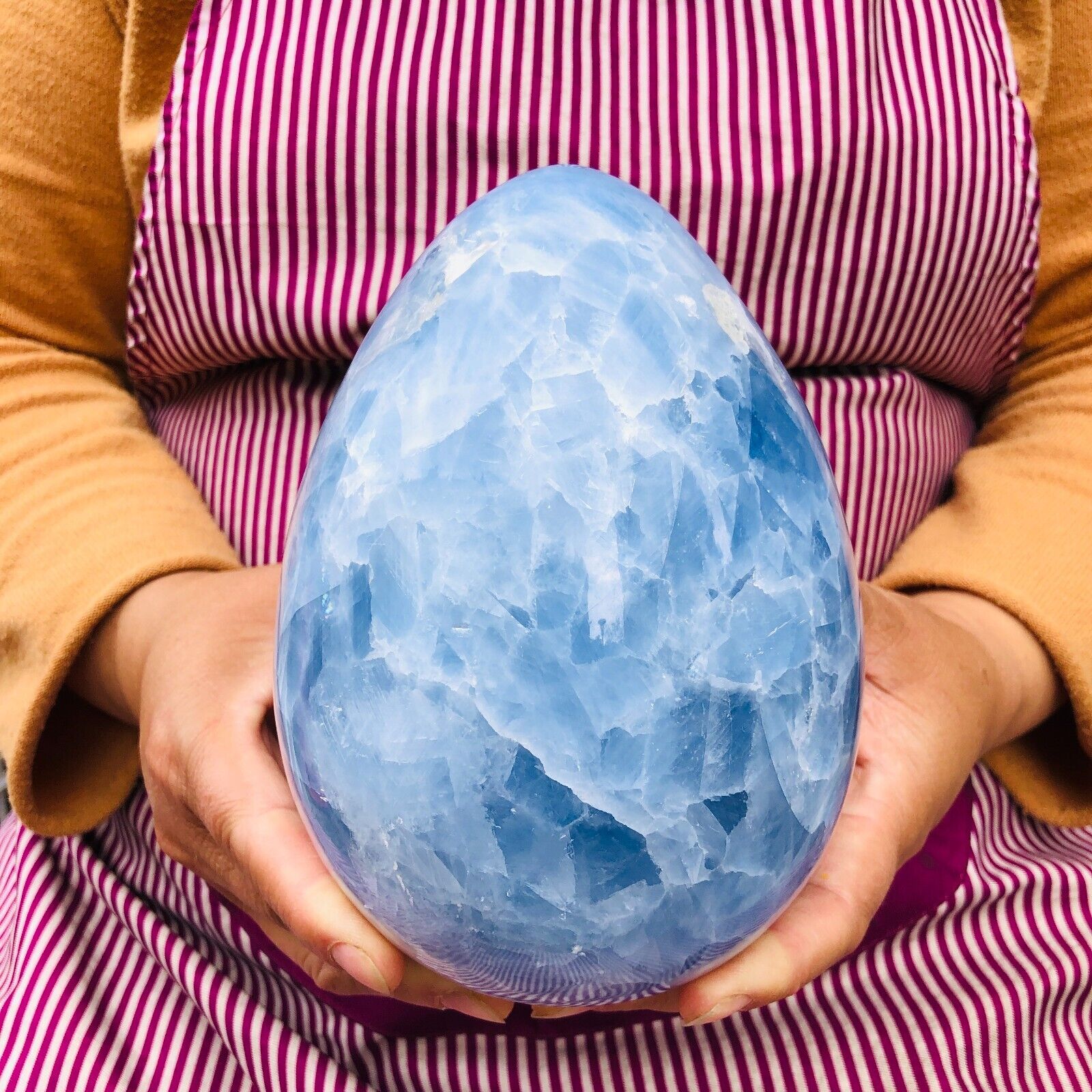 6.44LB  Large Natural Blue Celestite Egg Quartz Crystal Polished Egg Healing