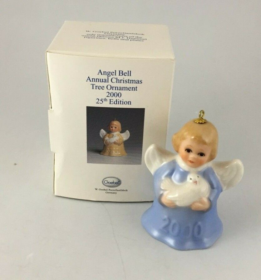 Goebel Angel Bell 2000 Blue Christmas Ornament 25th Edition 44-379-04-8 NEW