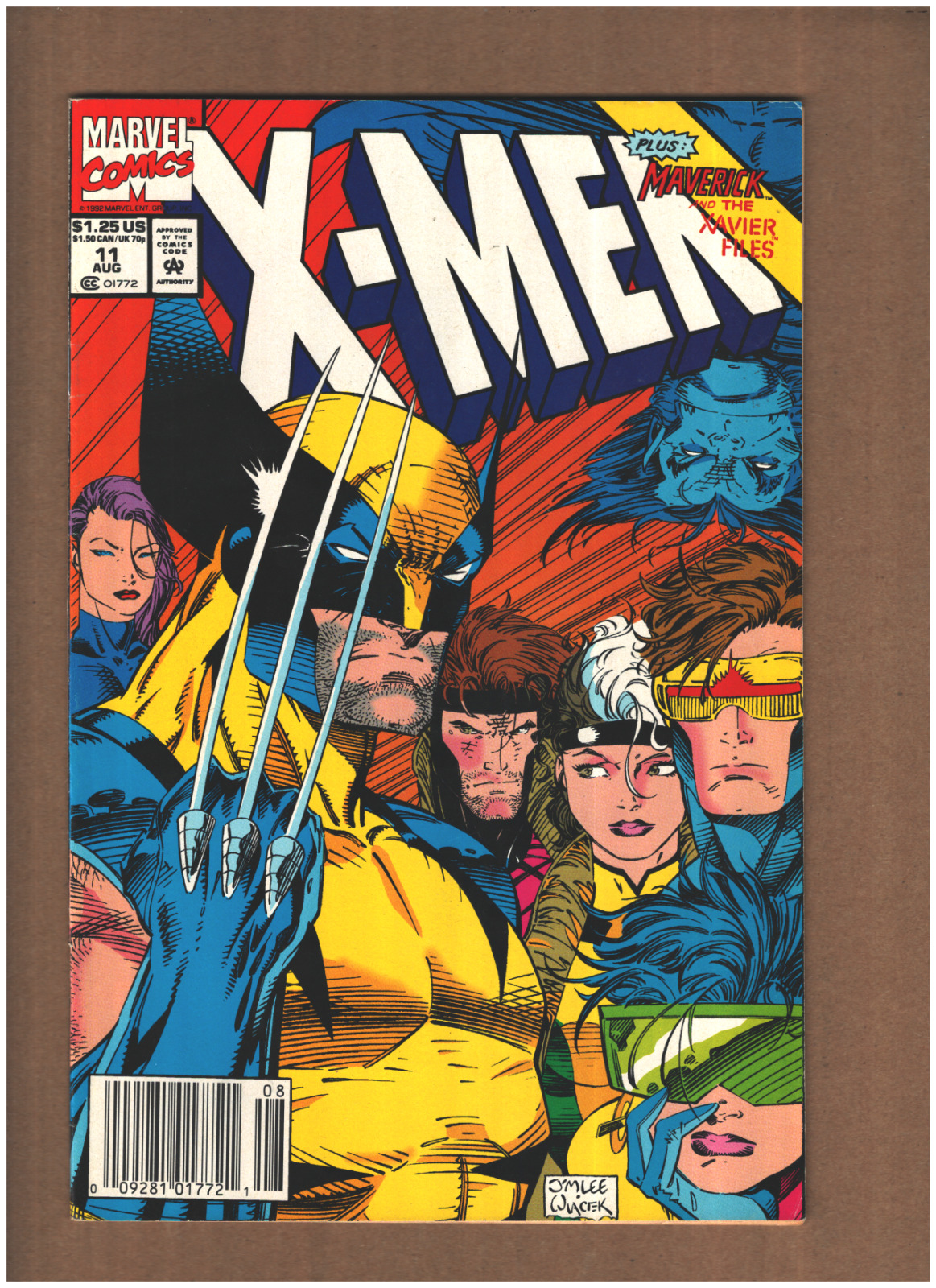 X-Men #11 Newsstand Marvel 1992 Classic Jim Lee WOLVERINE Cover VF 8.0