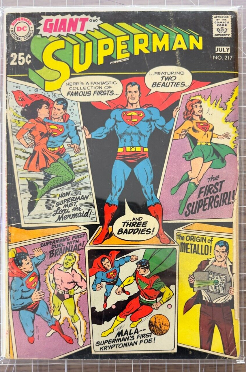 Superman #217 DC Comics August 1969 Vintage Silver Age 2.0-3.0