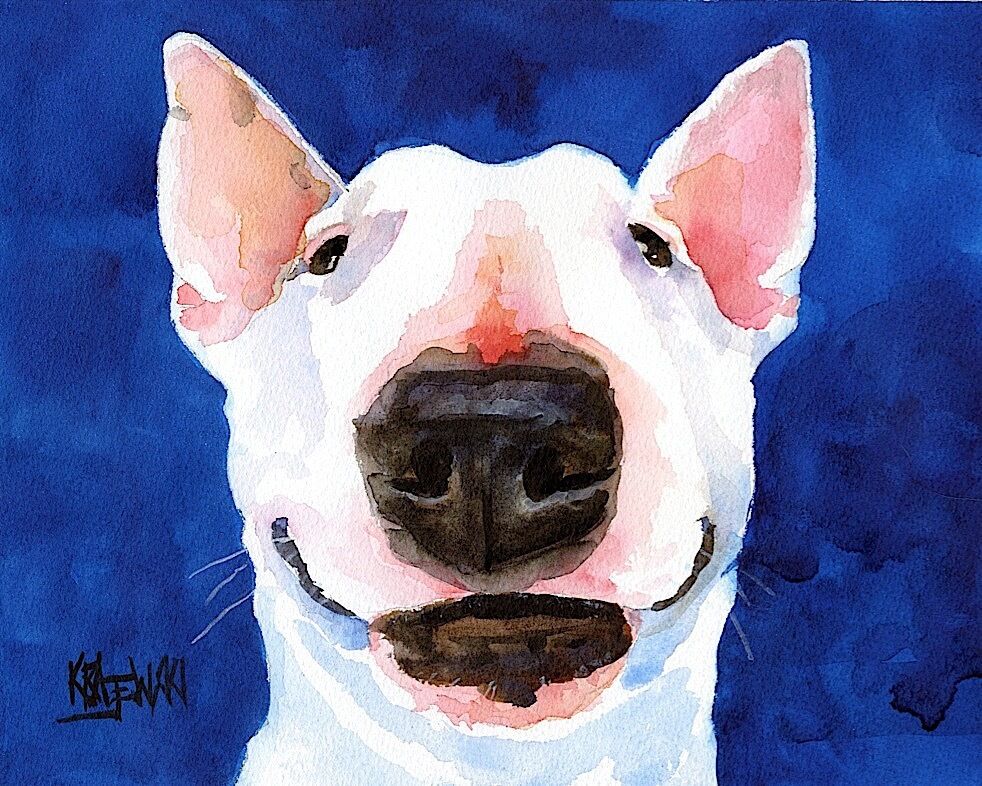 Bull Terrier Dog 11x14 signed art PRINT RJK painting   
