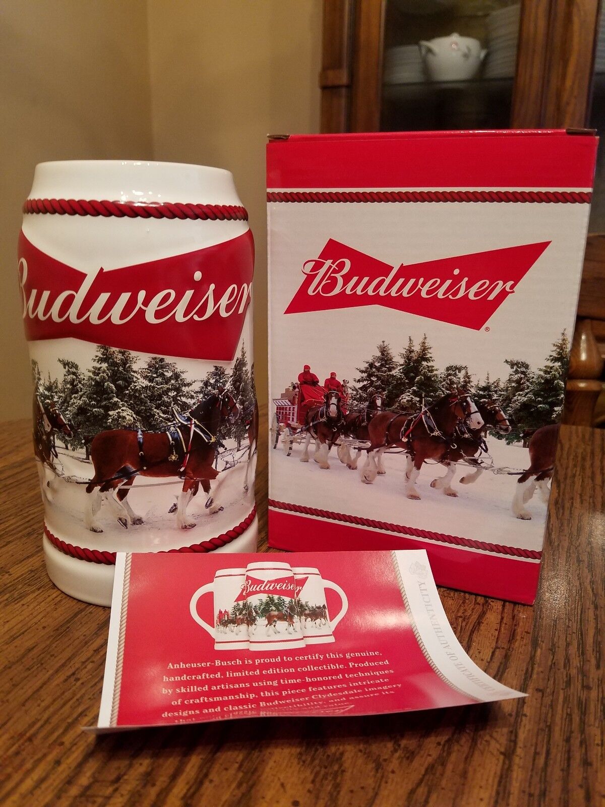 2016 Budweiser Holiday Christmas  Stein small fac flaw  Beer Busch NIB 