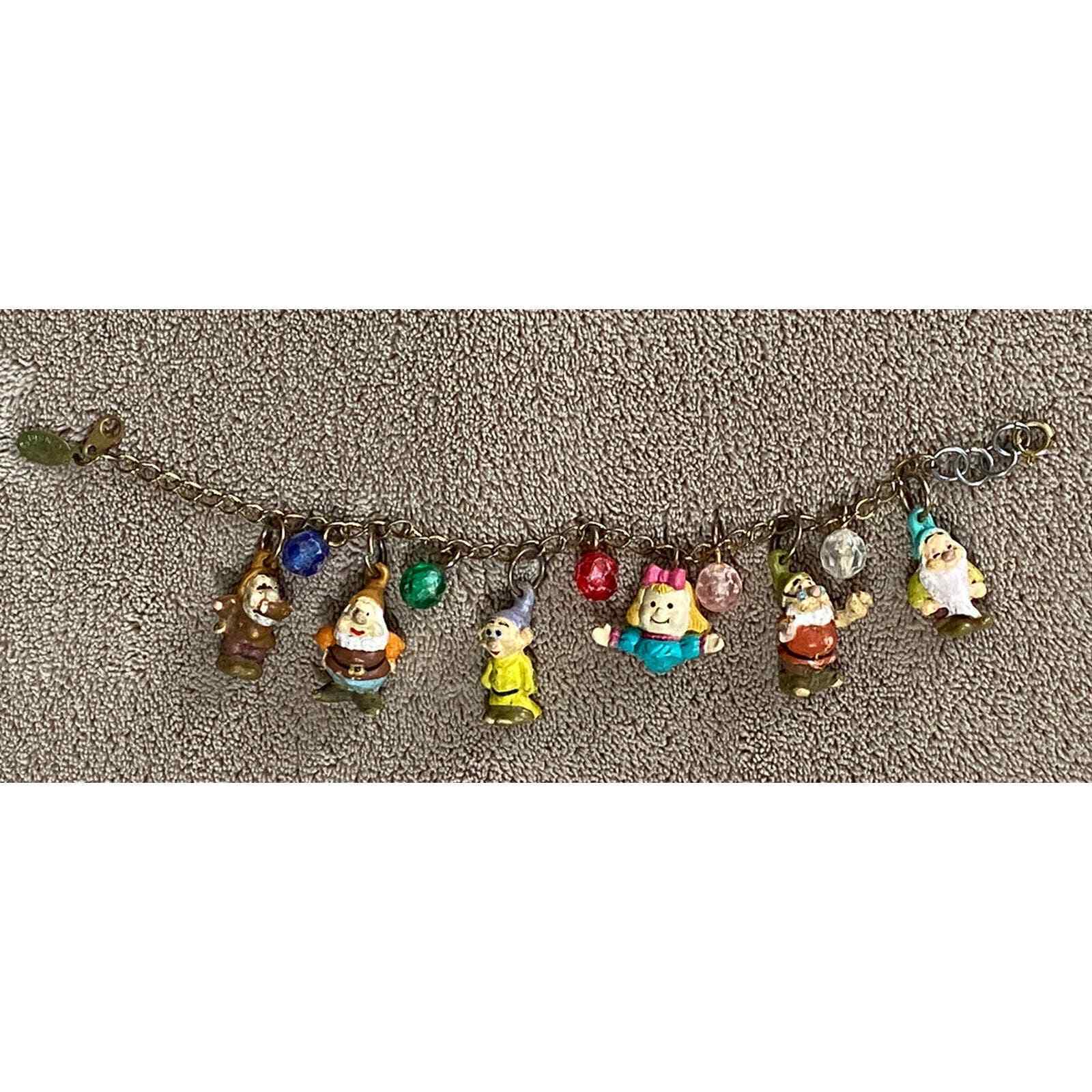 Vintage 1980s Disney Snow White Dwarfs Resin Charm Bracelet Applause Antique