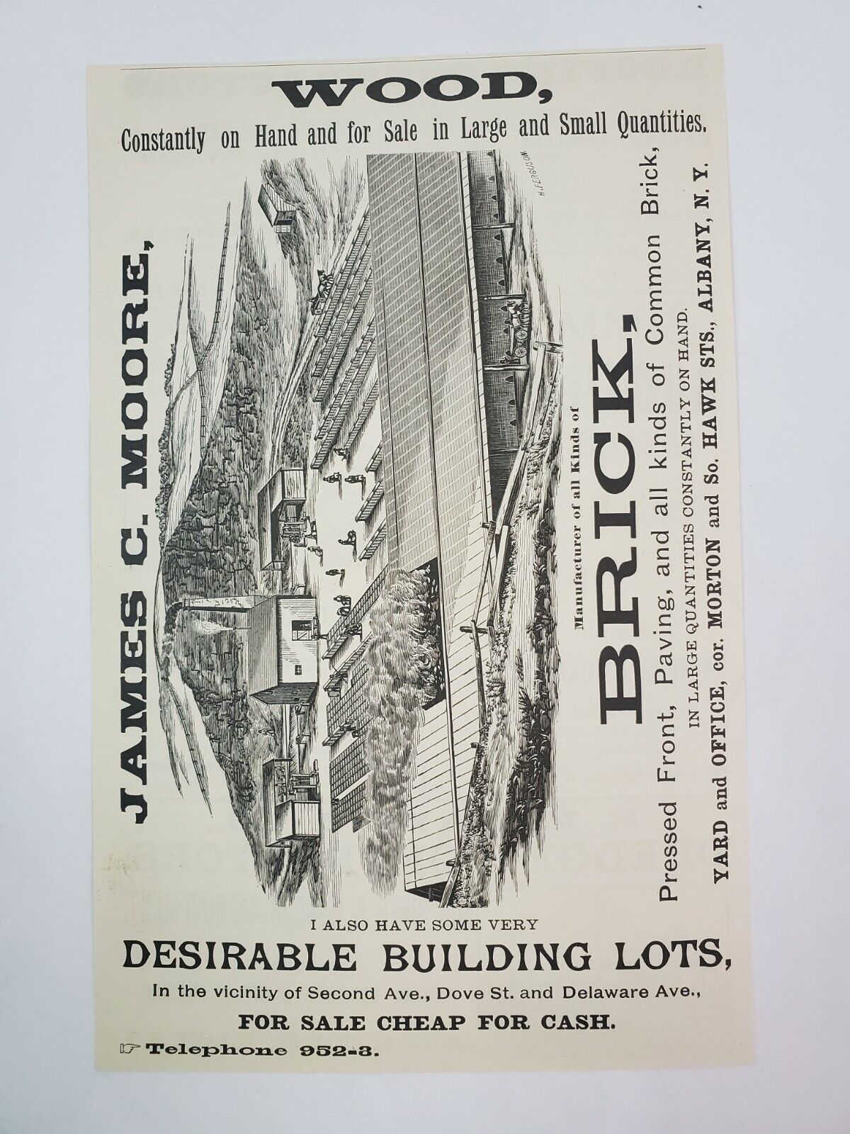 1896 Albany New York Print Advertisement Osgood Dredge Payn Roofing Moore Bricks