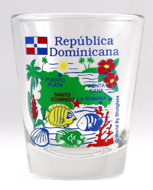 DOMINICAN REPUBLIC MAP SHOT GLASS SHOTGLASS