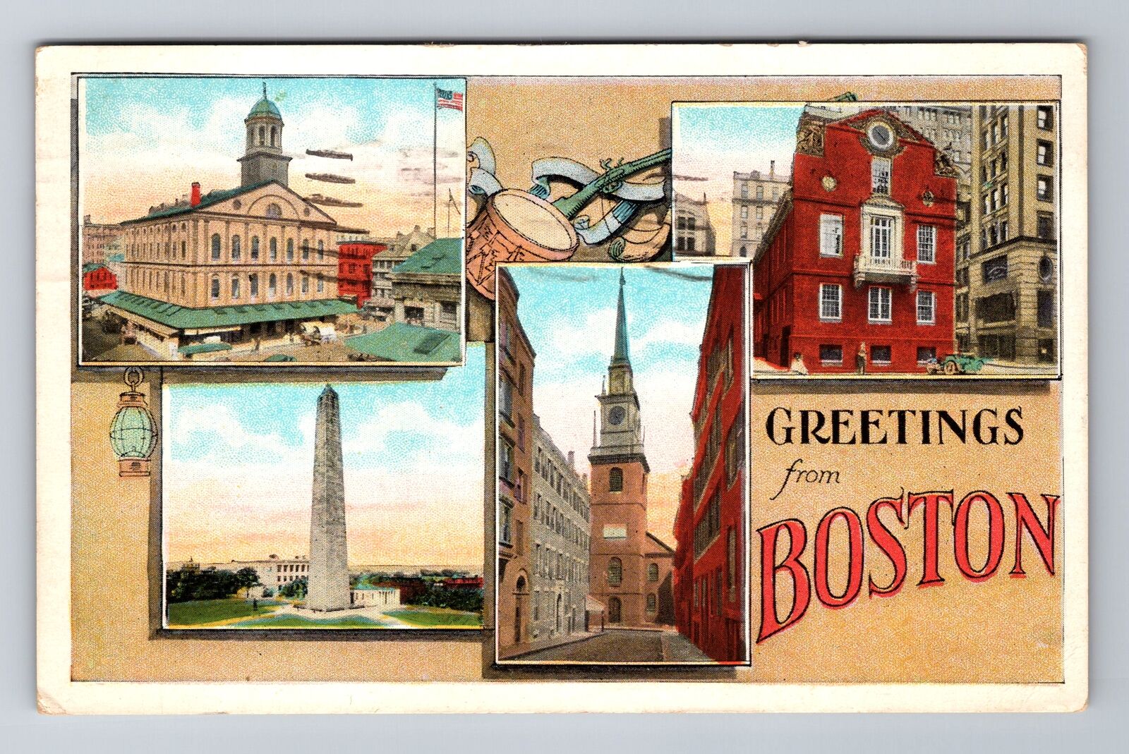 Boston MA-Massachusetts, Greetings, Historic Sites, Vintage c1931 Postcard