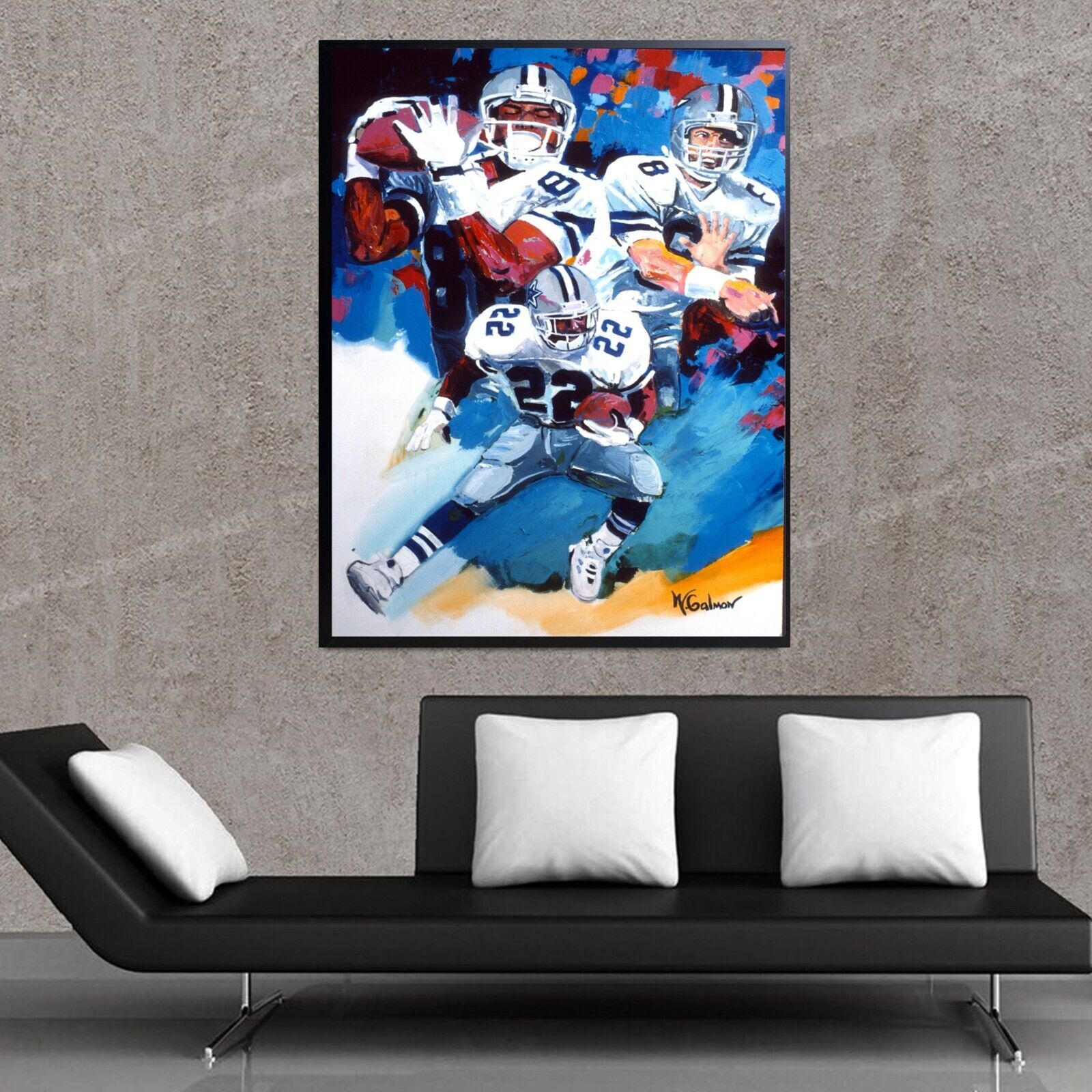 Sale Aikman Smith Irvin Cowboys Textured 36H X 24W Canvas Framed Was 795 Now 245