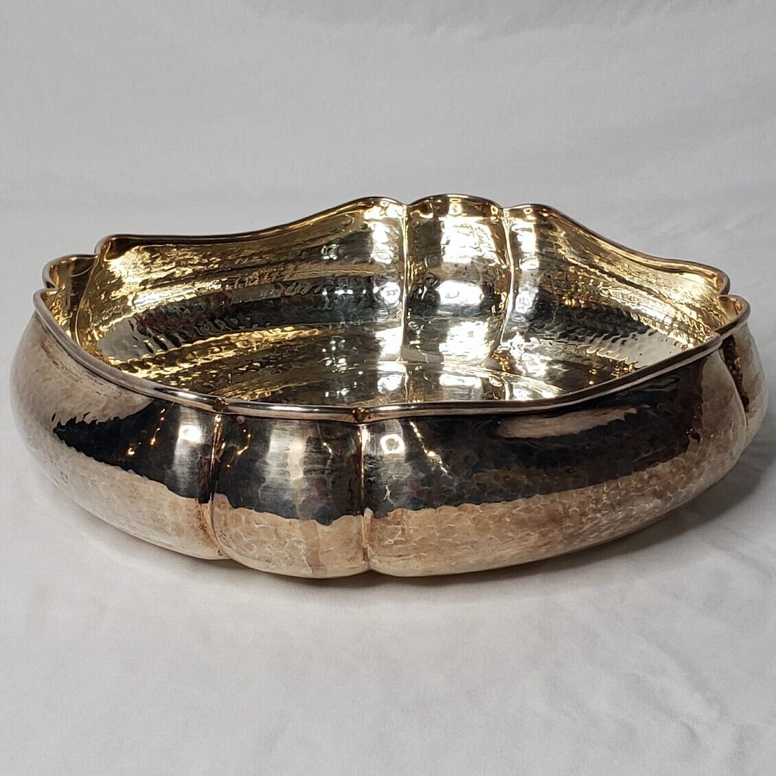 Hand HAMMERED  silver plated Large Serving Bowl BATTUTO A MANO