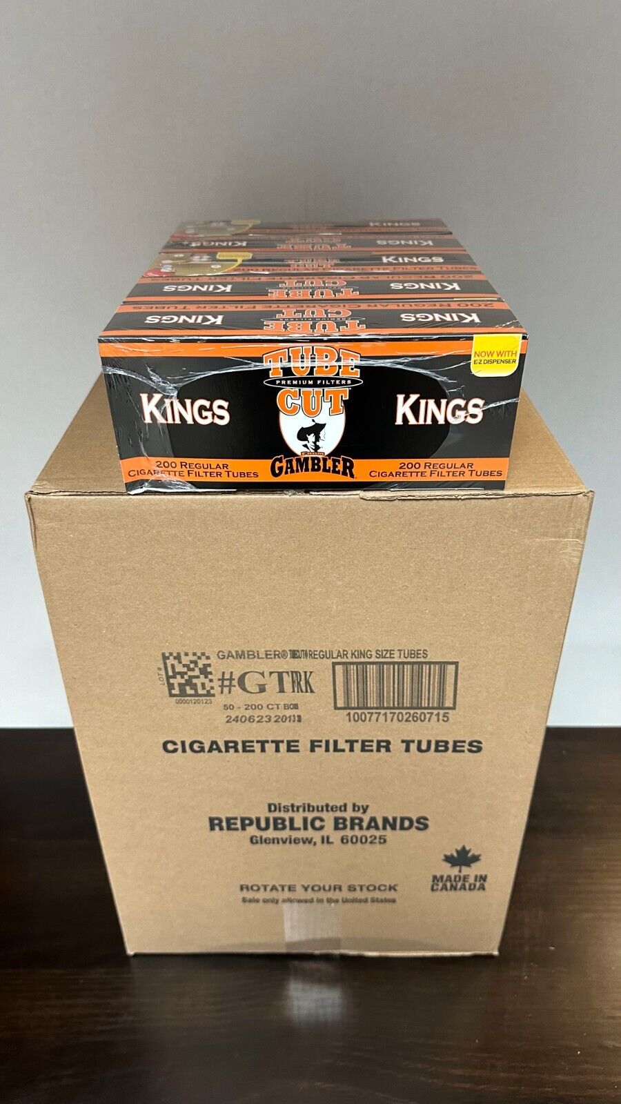 Gambler Tube Cut Regular King Size RYO Cigarette Tubes - Full Case (10000 Tubes)