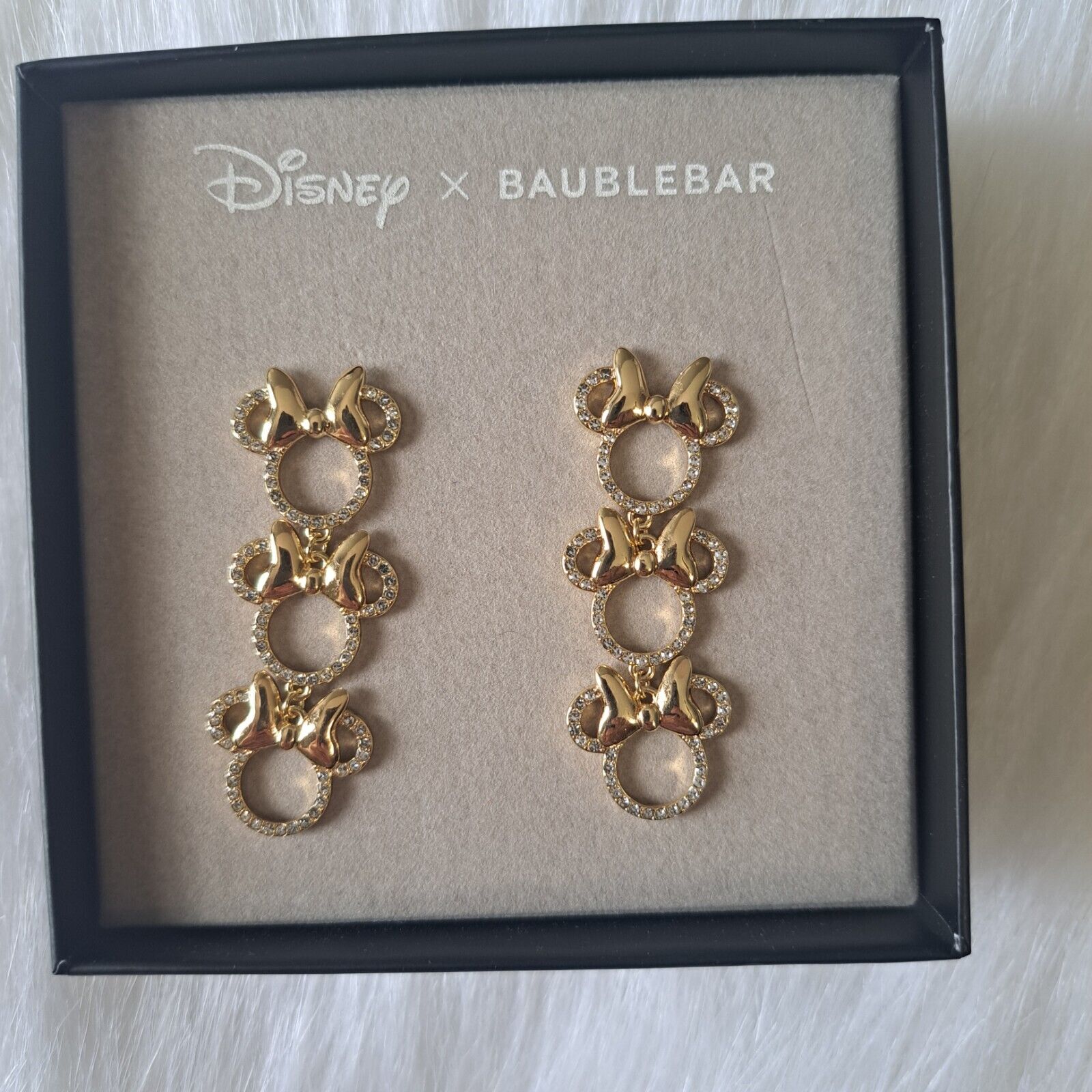 Disney X Baublebar Minnie Mouse Rhinestones Silhouette Stud Dangle Earrings