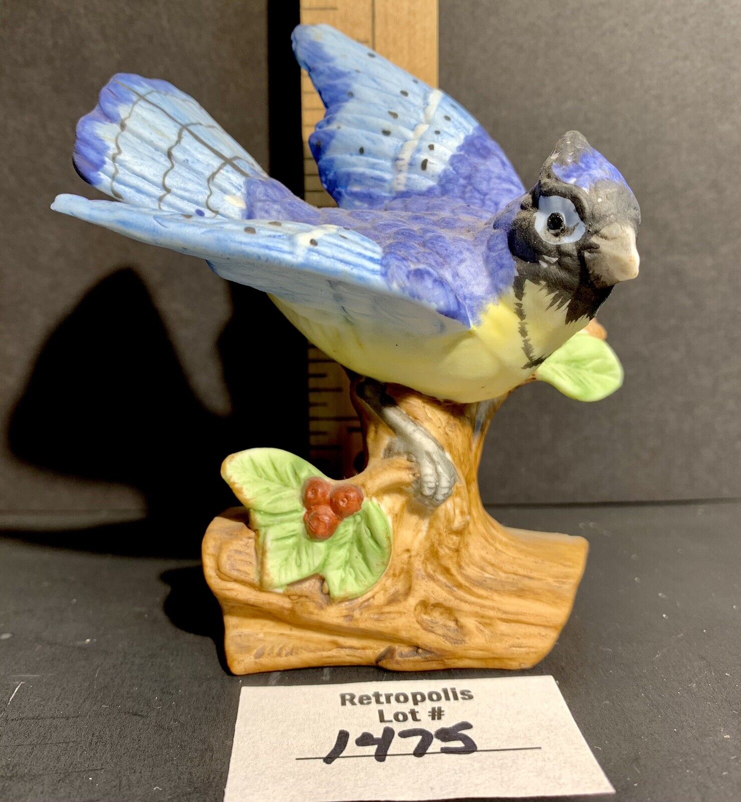 Vtg Ardalt Porcelain BLUEJAY Bird Figurine 