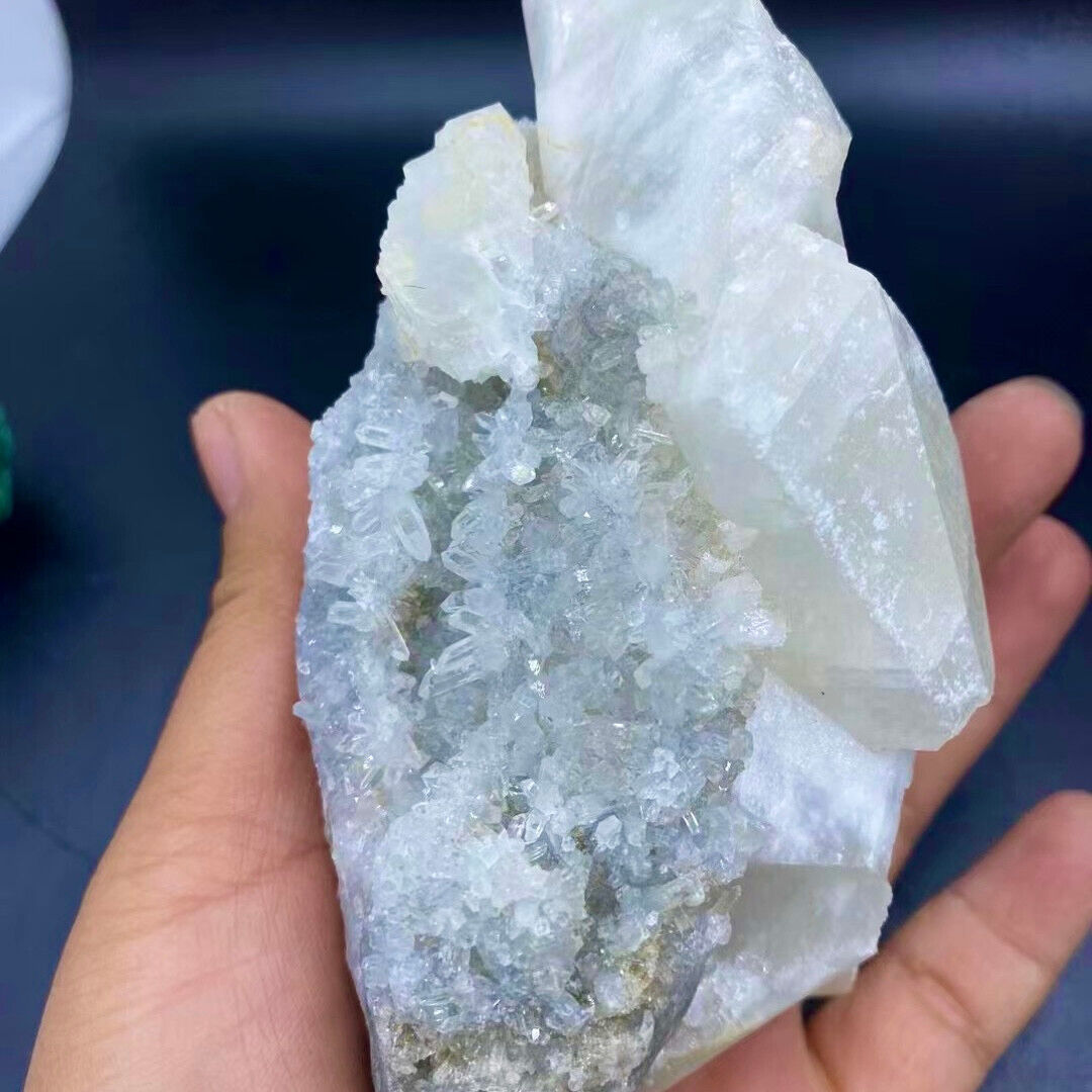 1.16LB Beautiful  Natural White Calcite Quartz Crystal Cluster Mineral Specimen