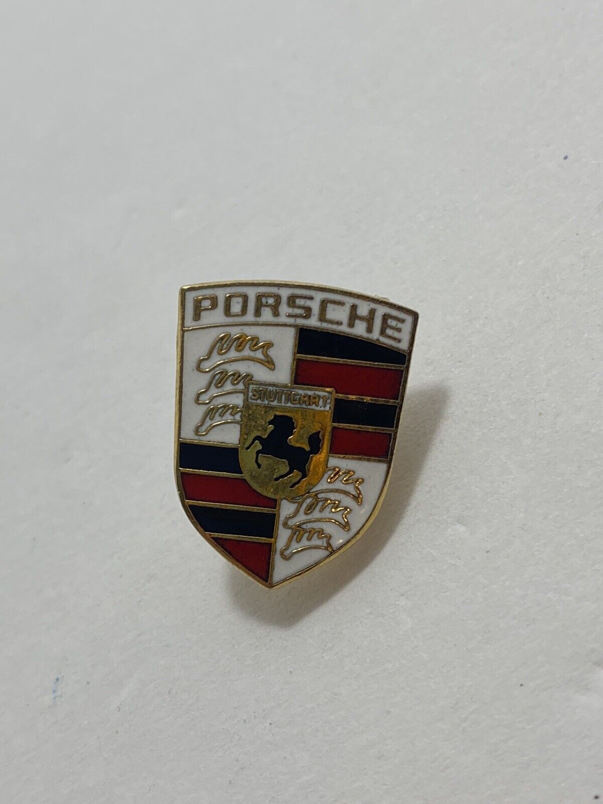 Vintage Porsche Car Driving Small Enamel Lapel Pin Pinback Collectible Marked AT