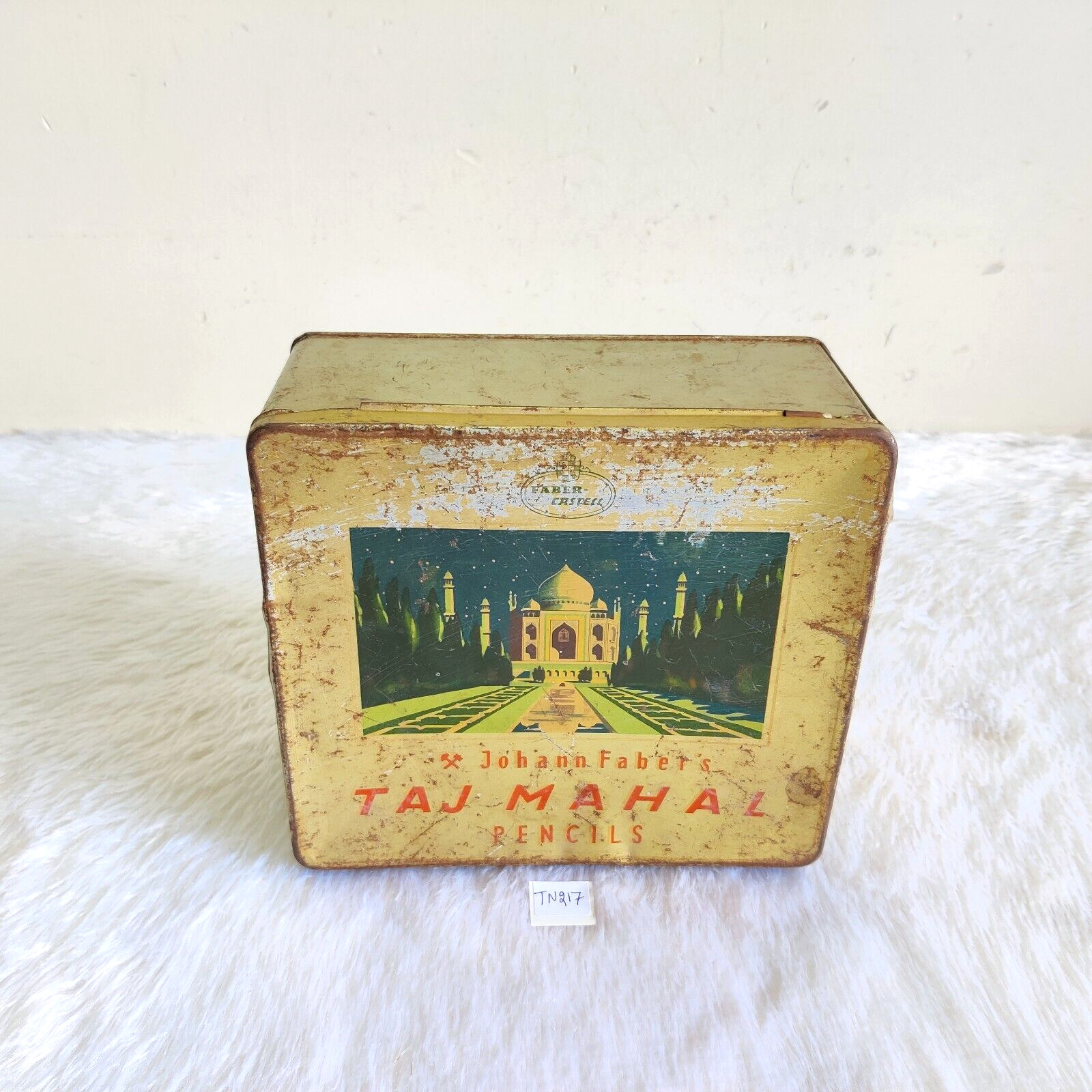 Vintage Johann Fabers Taj Mahal Pencil Advertising Litho Tin Germany Rare TN217