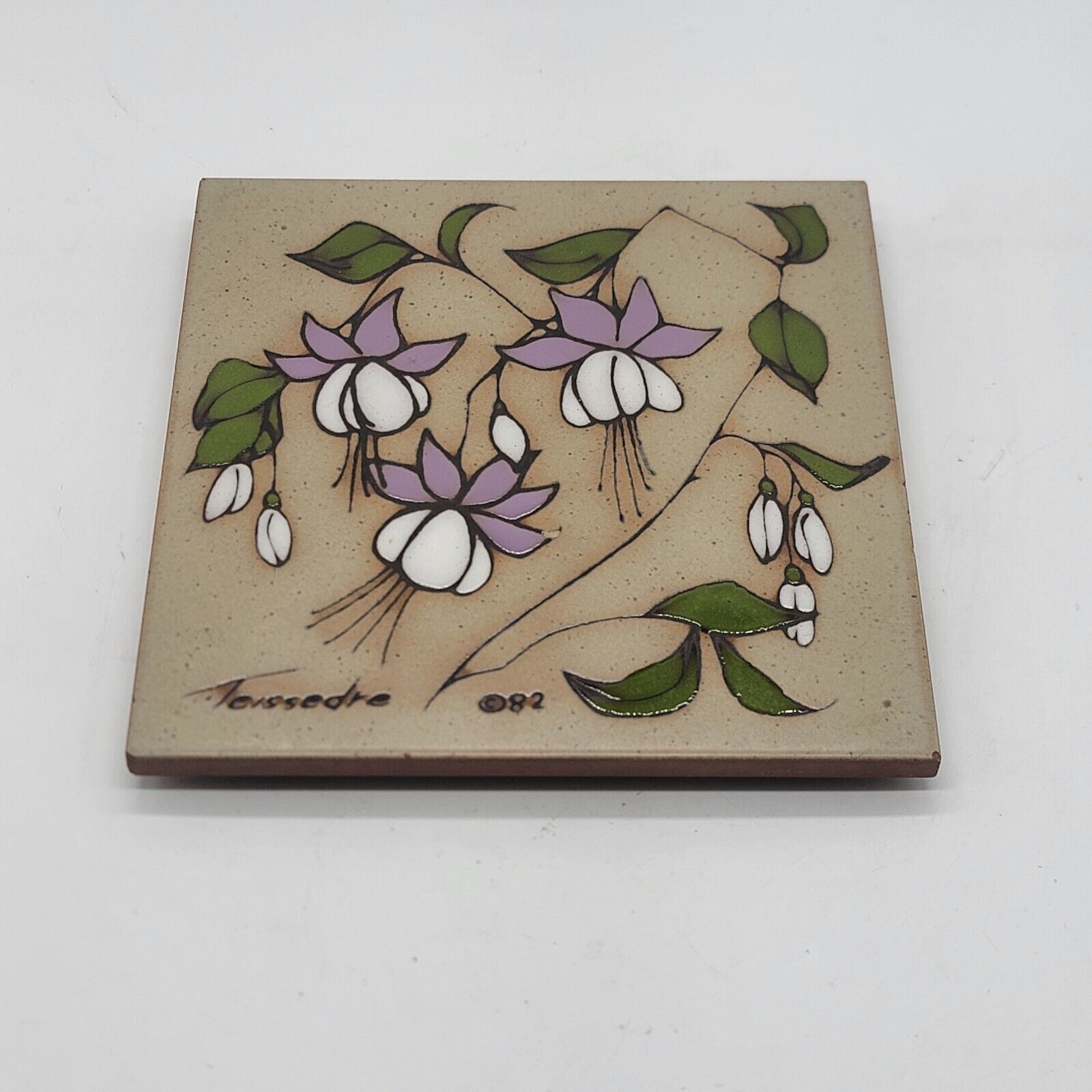 Vintage Cleo Teissedre Hand Painted Ceramic Art Tile Trivet