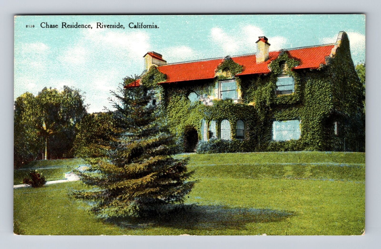 Riverside CA-California, Chase Residence, Antique, Vintage Postcard
