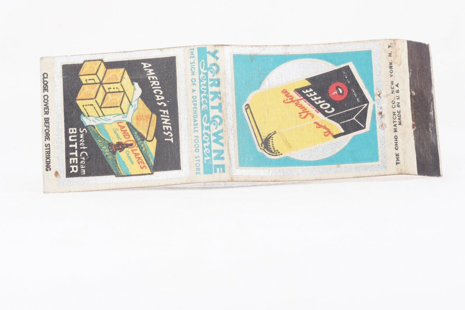 Land O Lakes Butter Historic Matchbook Advertising, Yorktown Service Stores