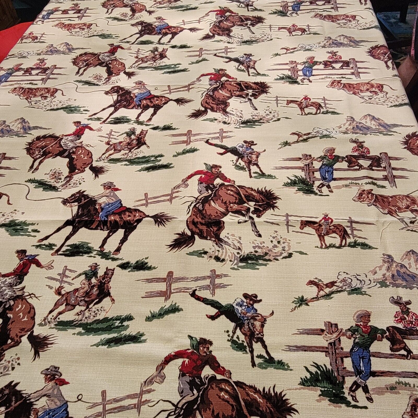 Vintage 50s Ranch Cowboy Western Country Pioneer Round Up By Moda Fabrics