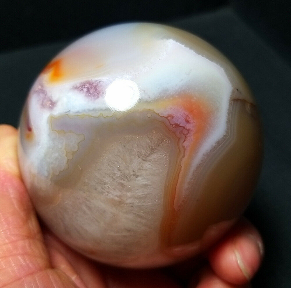 RARE 460g Natural Polished Red Agate Carnelian Crystal Sphere Healing YWD327