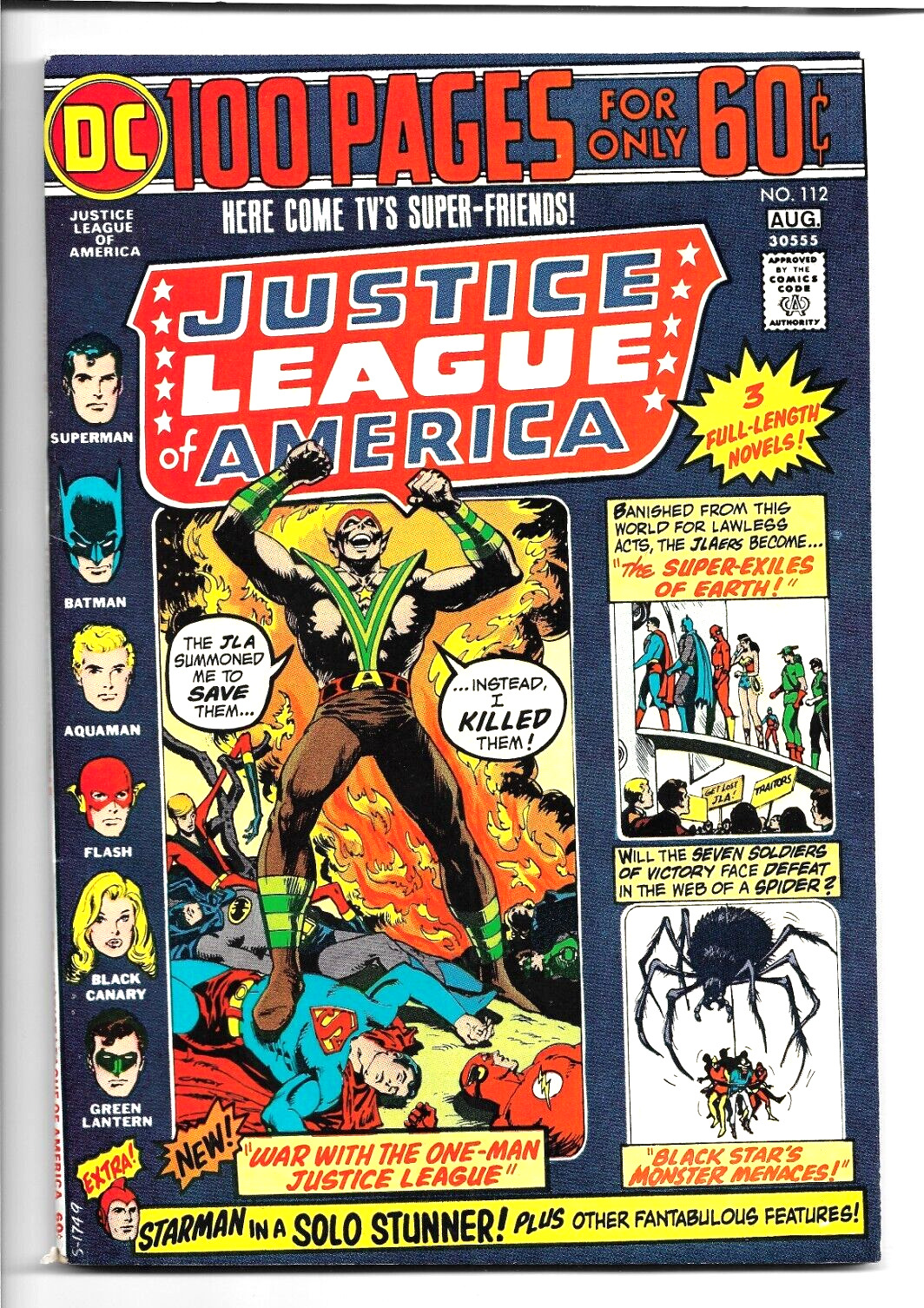 Justice League of America 112, 1974, 100pg, Starman, Black Canary Batman 9.2 NM-