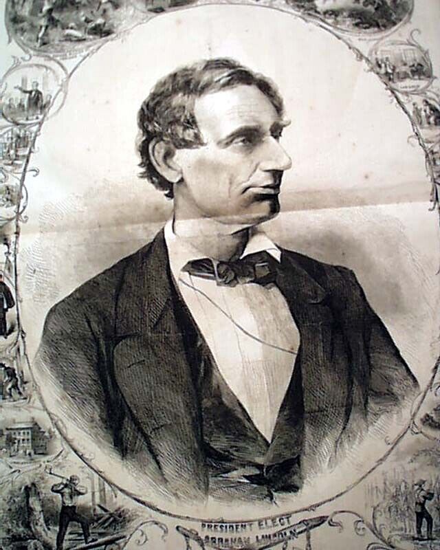 Great Abraham Lincoln President-Elect Beardless PRINT Jeff. Davis 1861 Newspaper