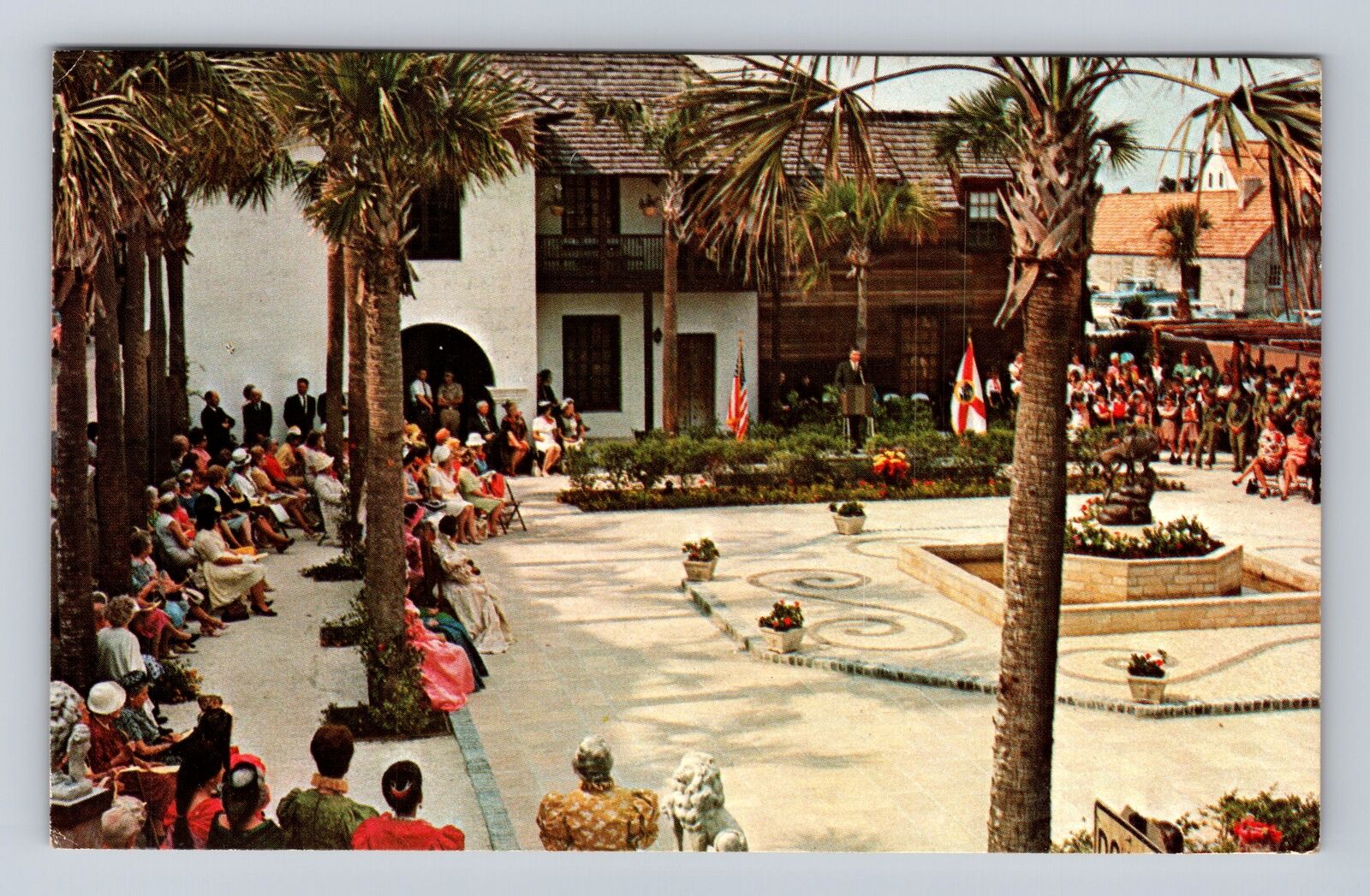 St Augustine FL-Florida, San Agustin Antiguo, Garden Vintage c1975 Postcard
