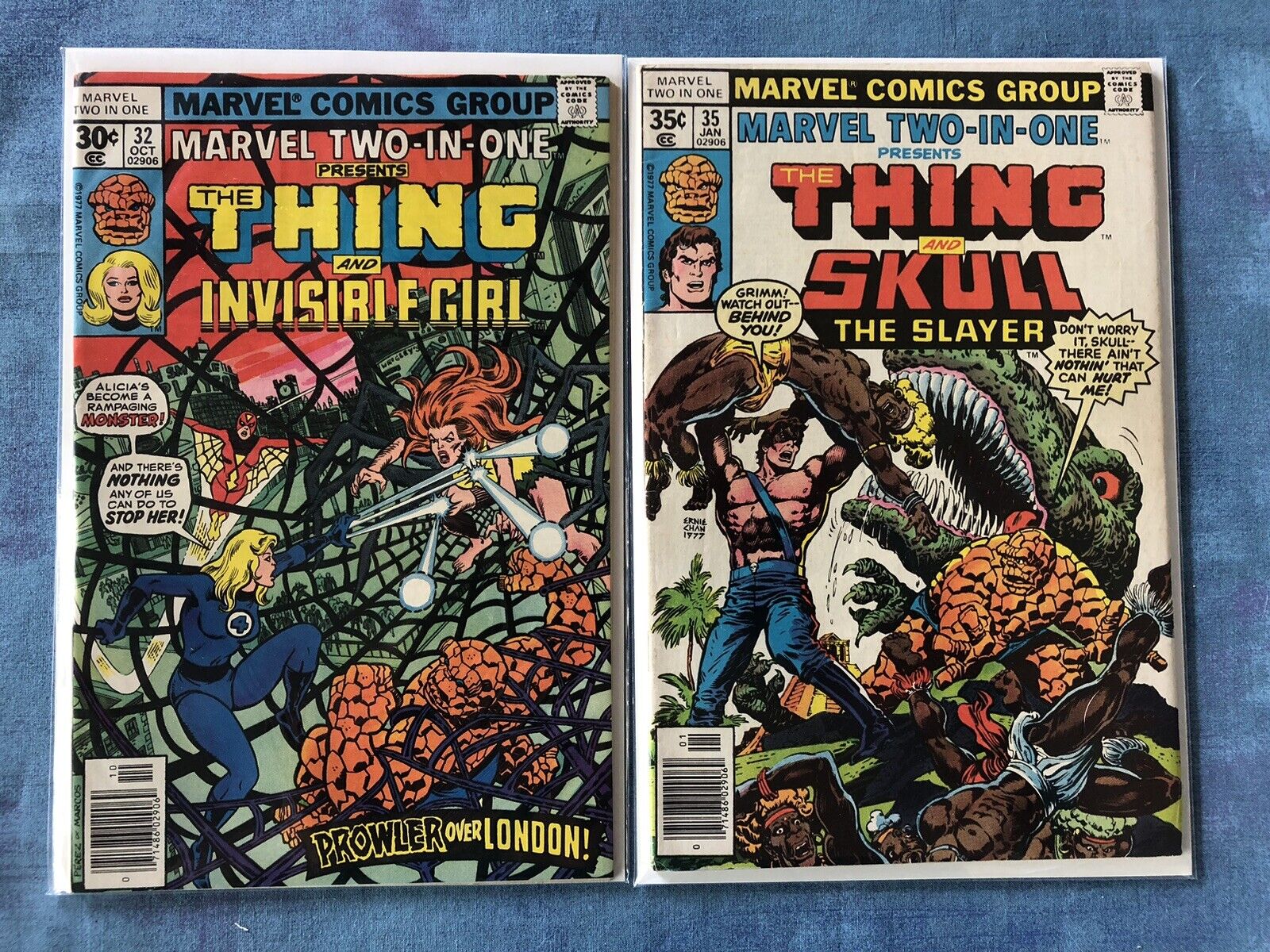 MARVEL TWO-IN-ONE COMICS # 32, #35 -BRONZE AGE, THE THING, INVISIBLE GIRL, SKULL