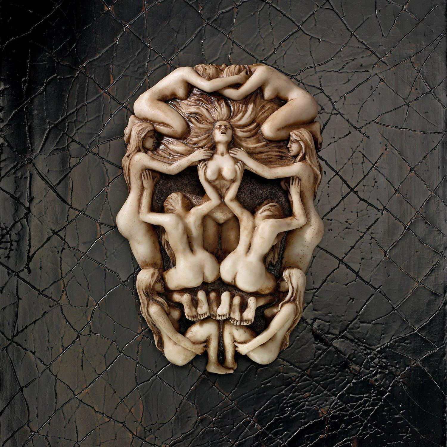 Gothic Macabre Death Skull Wall Art Sculpture Detailed 3-D Entwined Nude Women