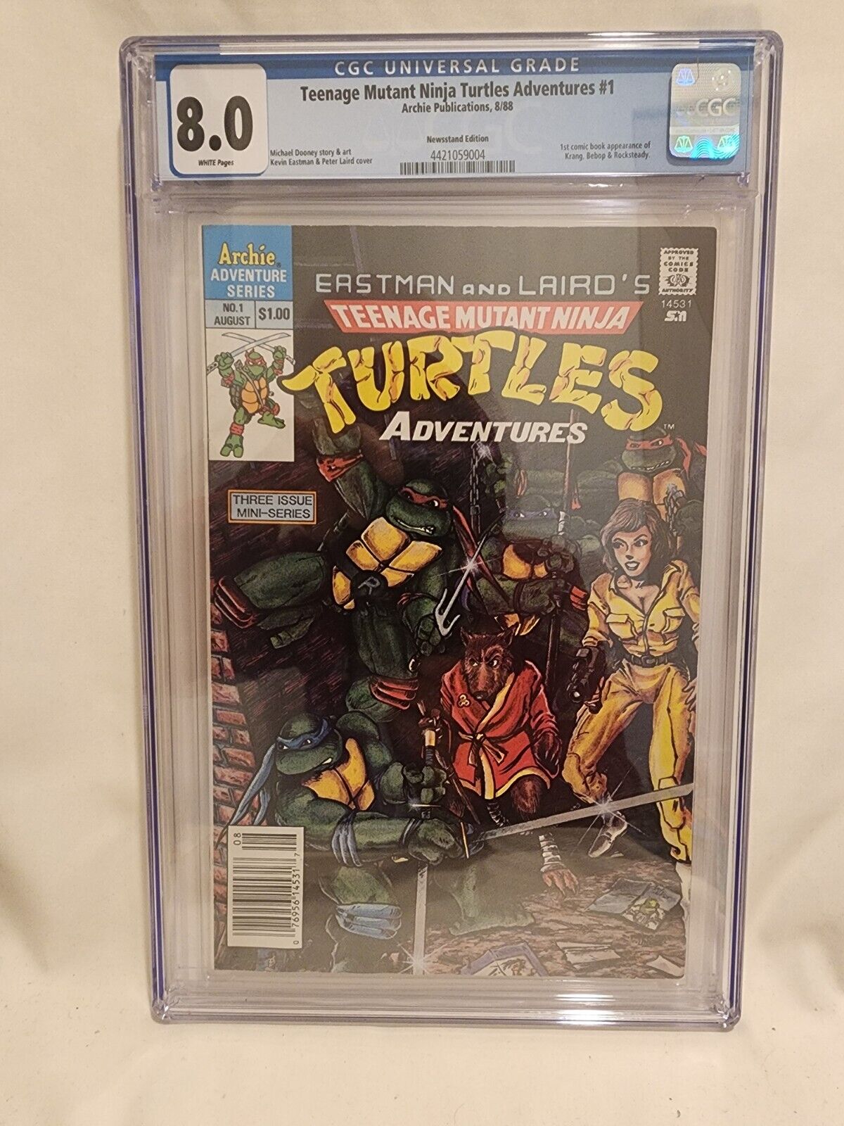 🔥 Hot Comic  Teenage Mutant Ninja Turtles Adventures# 1  Newsstand CGC 8.0 1988