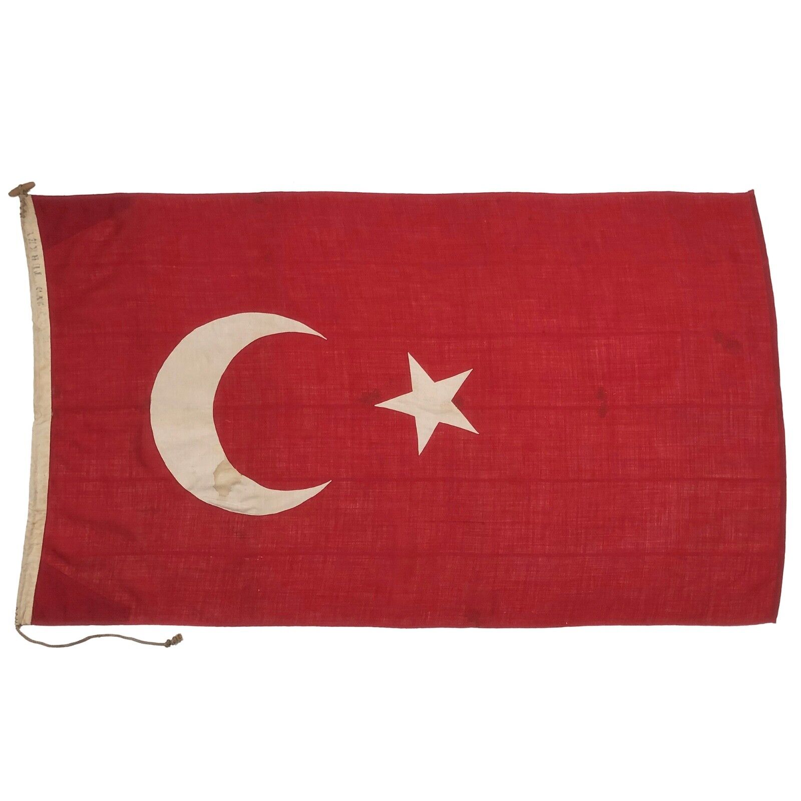 Vintage Sewn Wool Flag of Turkey Türkiye Cloth Old Turkish Nautical Textile Art