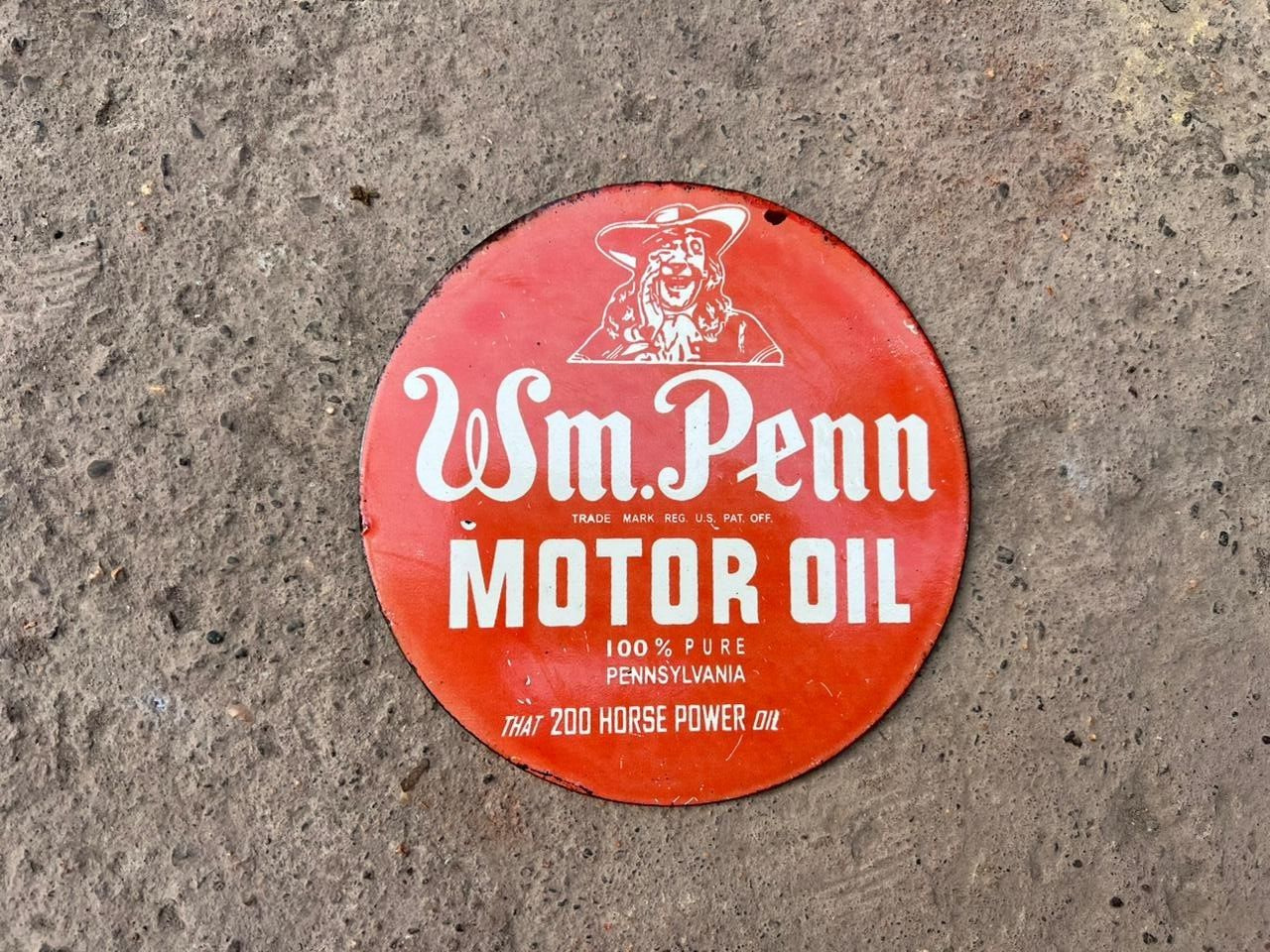 WM.PENN MOTOR OIL PORCELAIN ENAMEL SIGN 30x30 INCHES