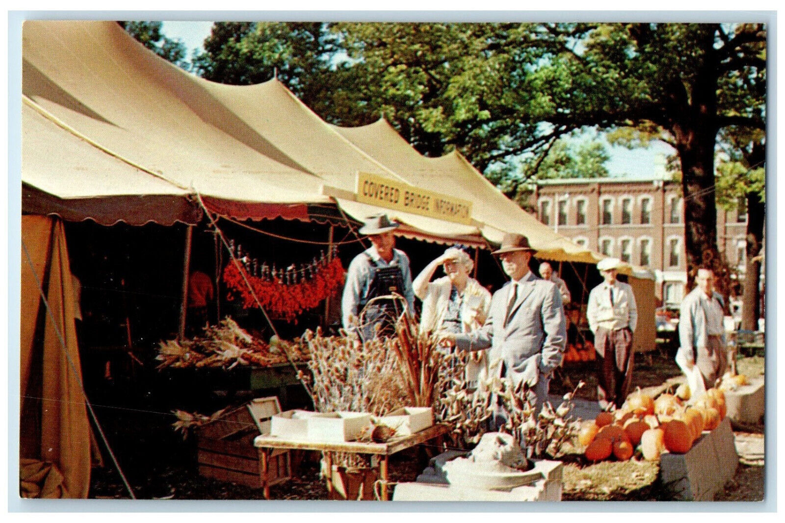 c1960\'s Headquarters Tent Parke Covered Bridge Festival Rockville IN Postcard