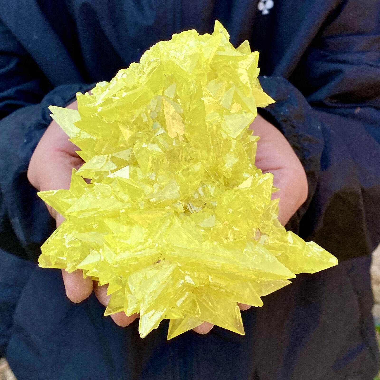 7.4LB Rare yellow sulfur crystal quartz crystal mineral specimen