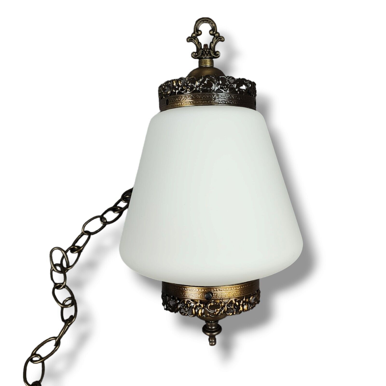 Vintage Virden Lighting Pendant Swag Lamp Mid Century Hanging Light Frosted