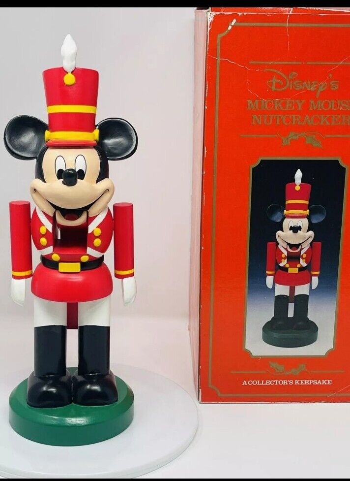 Vintage Mickey Mouse Walt Disney Wooden Nutcracker In Box