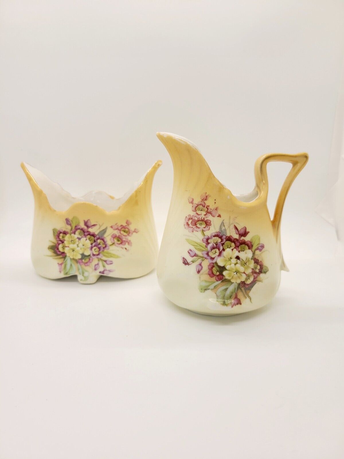 Vintage Floral Ceramic Sugar And Creamer Set