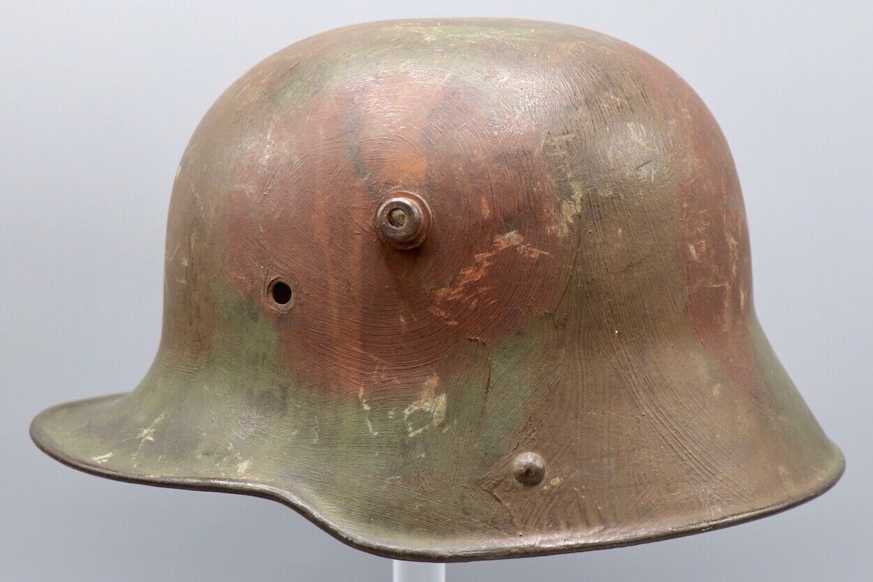 Original German WWI M1916 Named Camouflaged Helmet