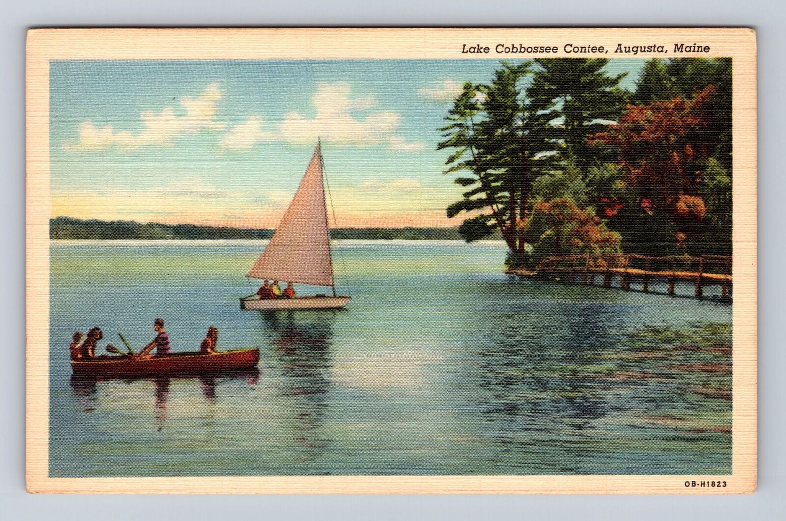 Augusta ME-Maine, Lake Cobbossee Contee, Antique Vintage Souvenir Postcard