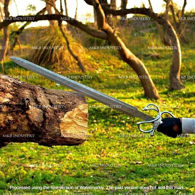 Marvelous Handmade Damascus Sword Medieval / Rapier Sword With Leather Sheath.