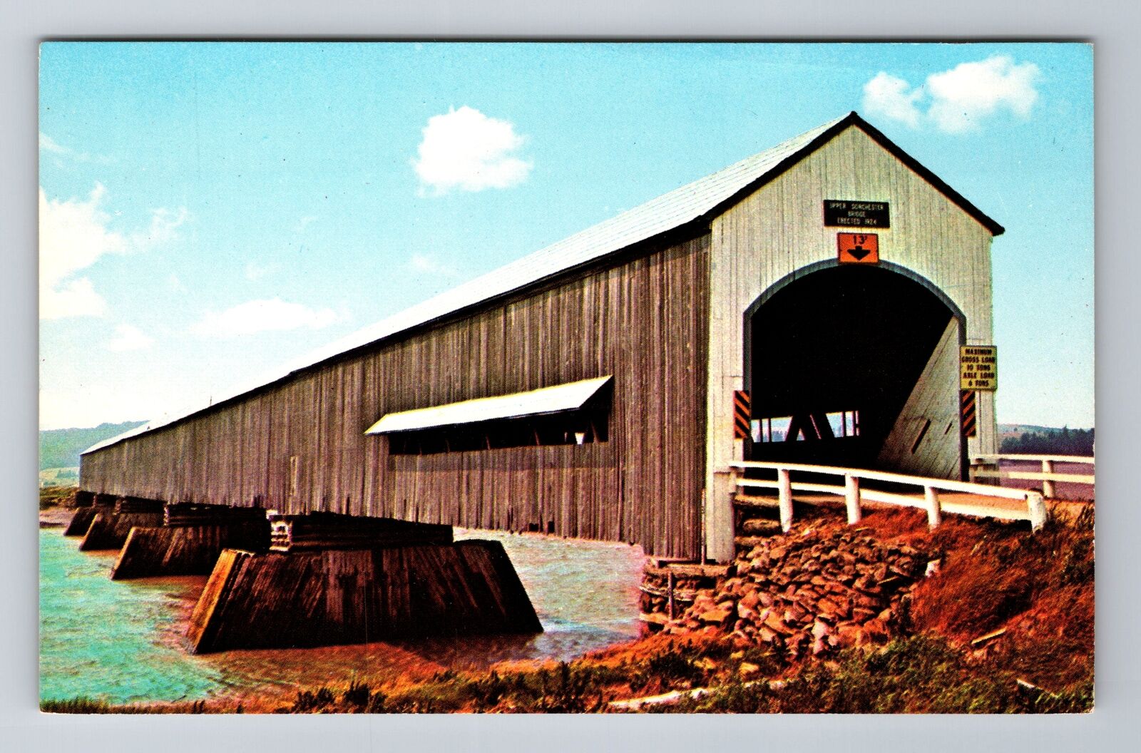 Moncton NB-New Brunswick Canada, Covered Bridge, Dorchester Vintage Postcard