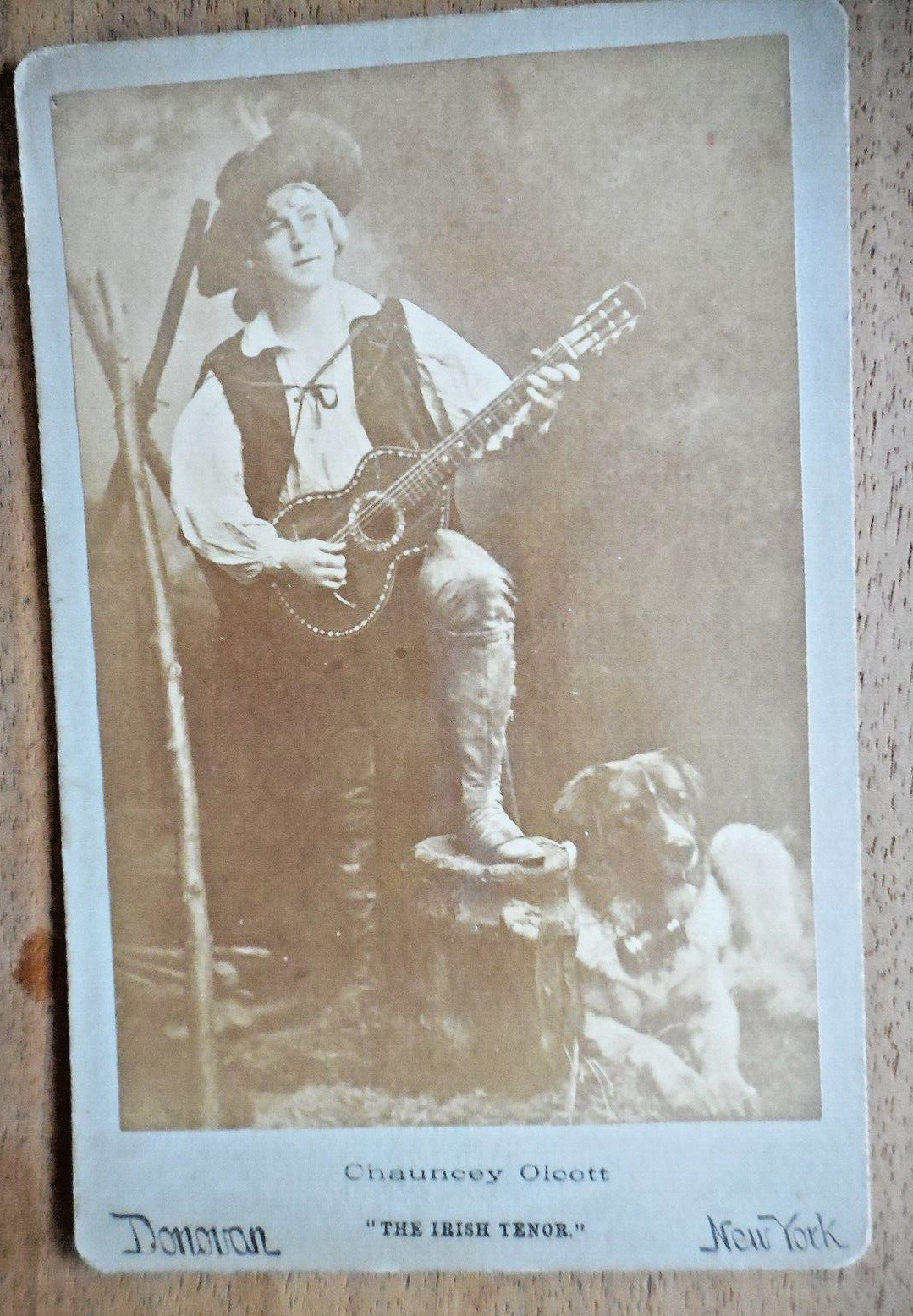 Chauncey Olcott The Irish Tenor & St Bernard Dog Cabinet Card Photo