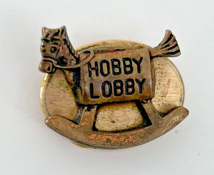 Vintage Hobby Lobby Logo Rocking Horse Signed Employee Pin on Pin