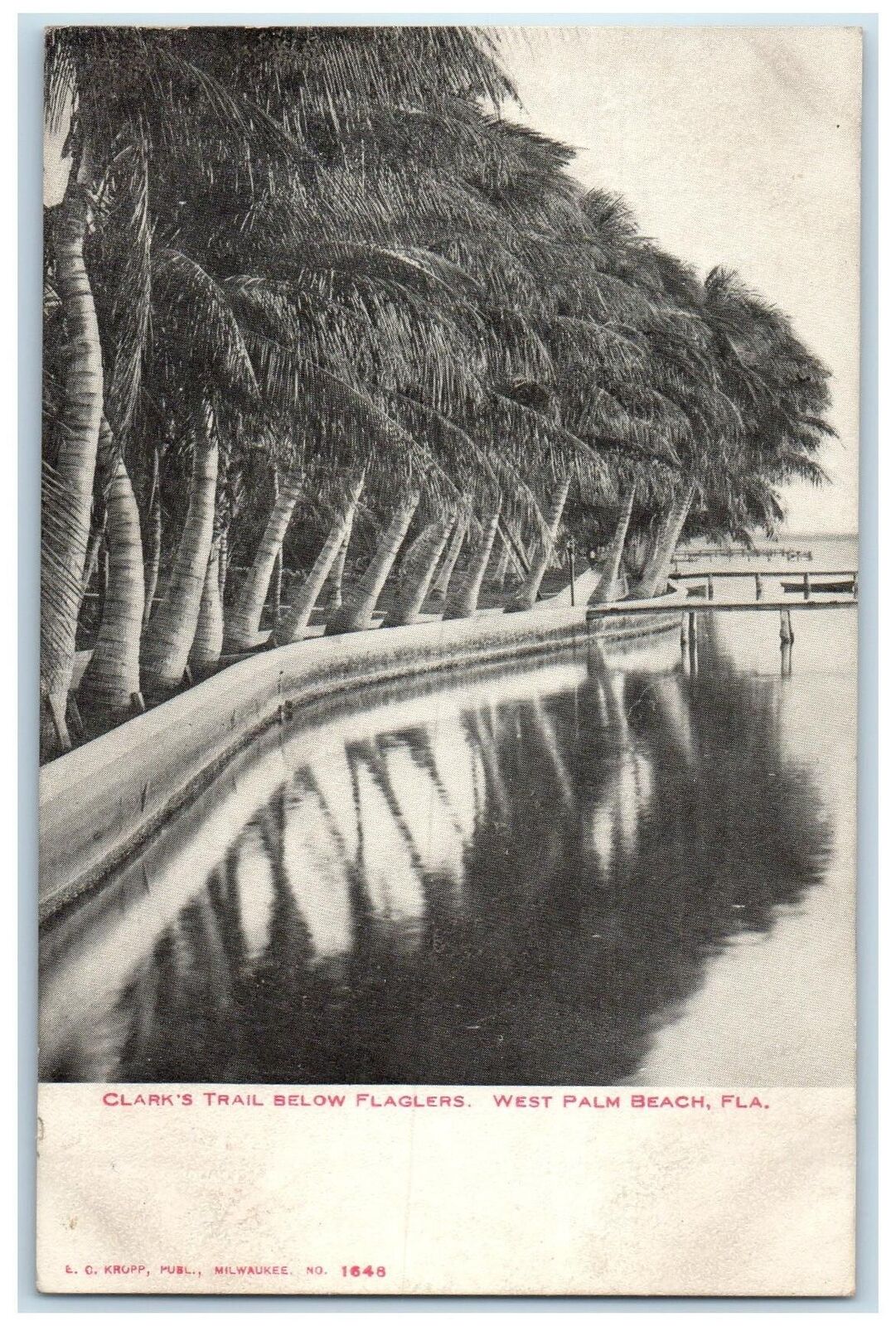 c1905 Clark's Trail Below Flaglers Seaside West Palm Beach Florida FL Postcard