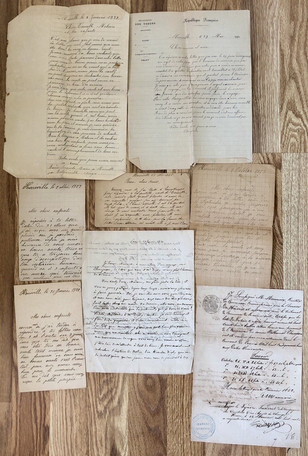 Antique 1831 - 1930s Handwritten French Letters Documents Lot
