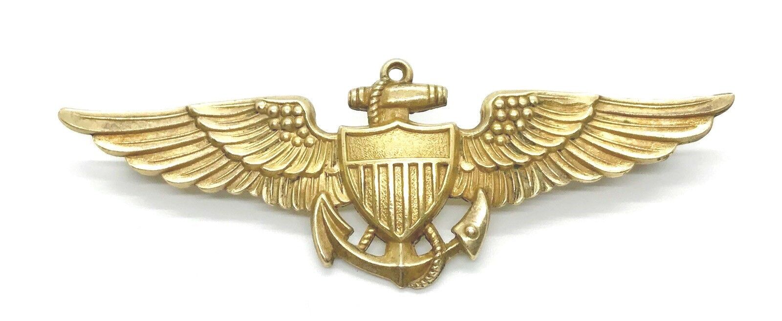 USN NAVY AIR FORCE GOLD FILLED OVER STERLING WINGS PIN VANGUARD