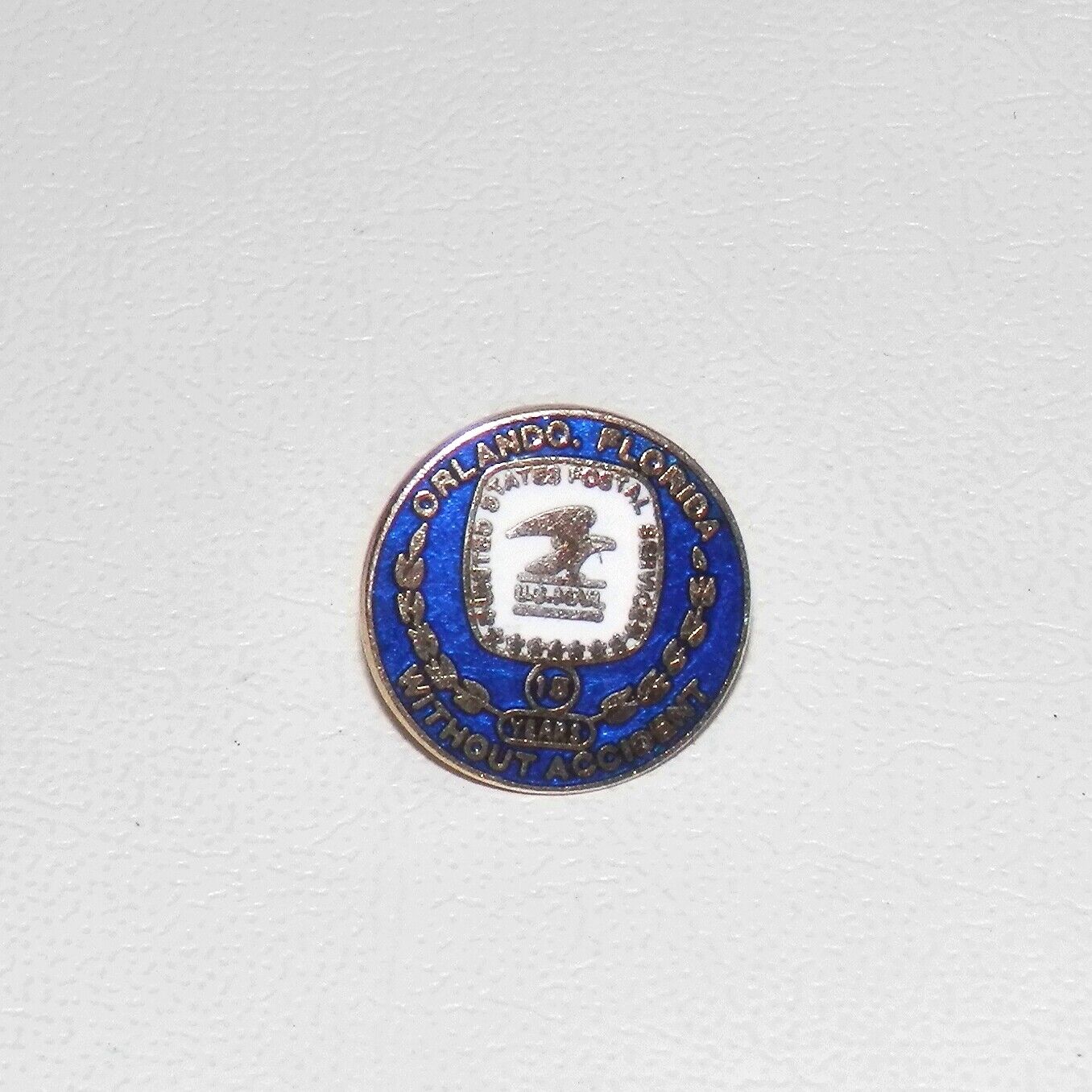 Vintage USPS Lapel Pin 15 Years Without Accident Orlando Florida USA Post Office