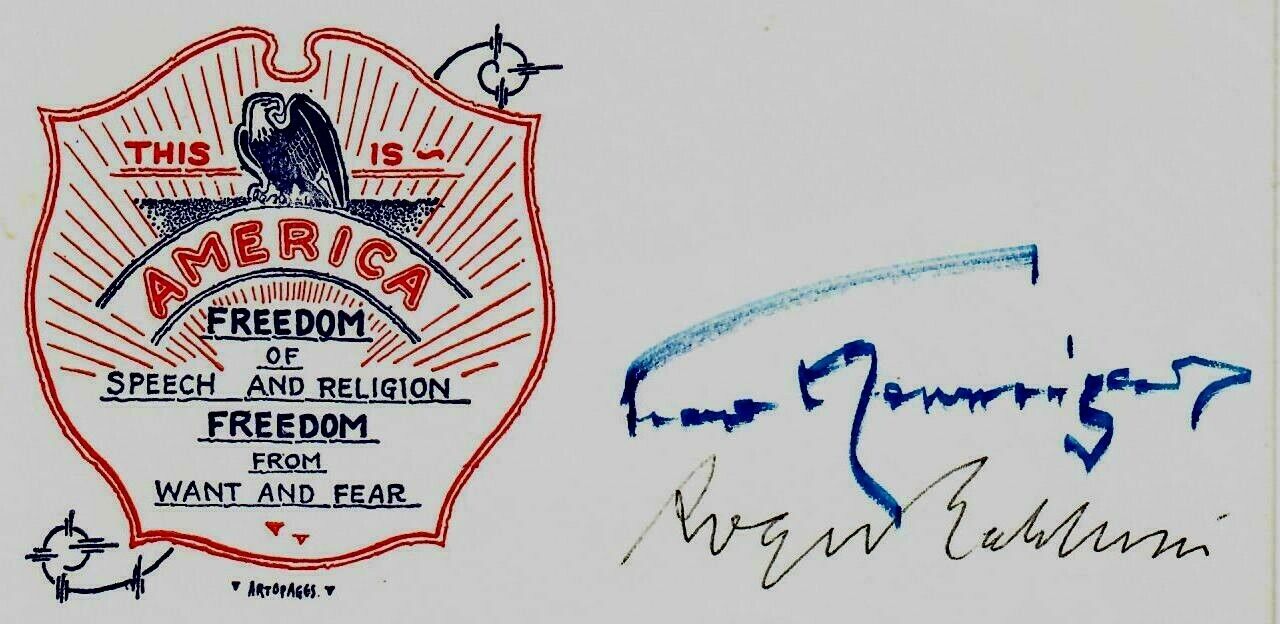 RARE “American Legends” Roger Nash Baldwin & Karl Menninger Signed Envelope