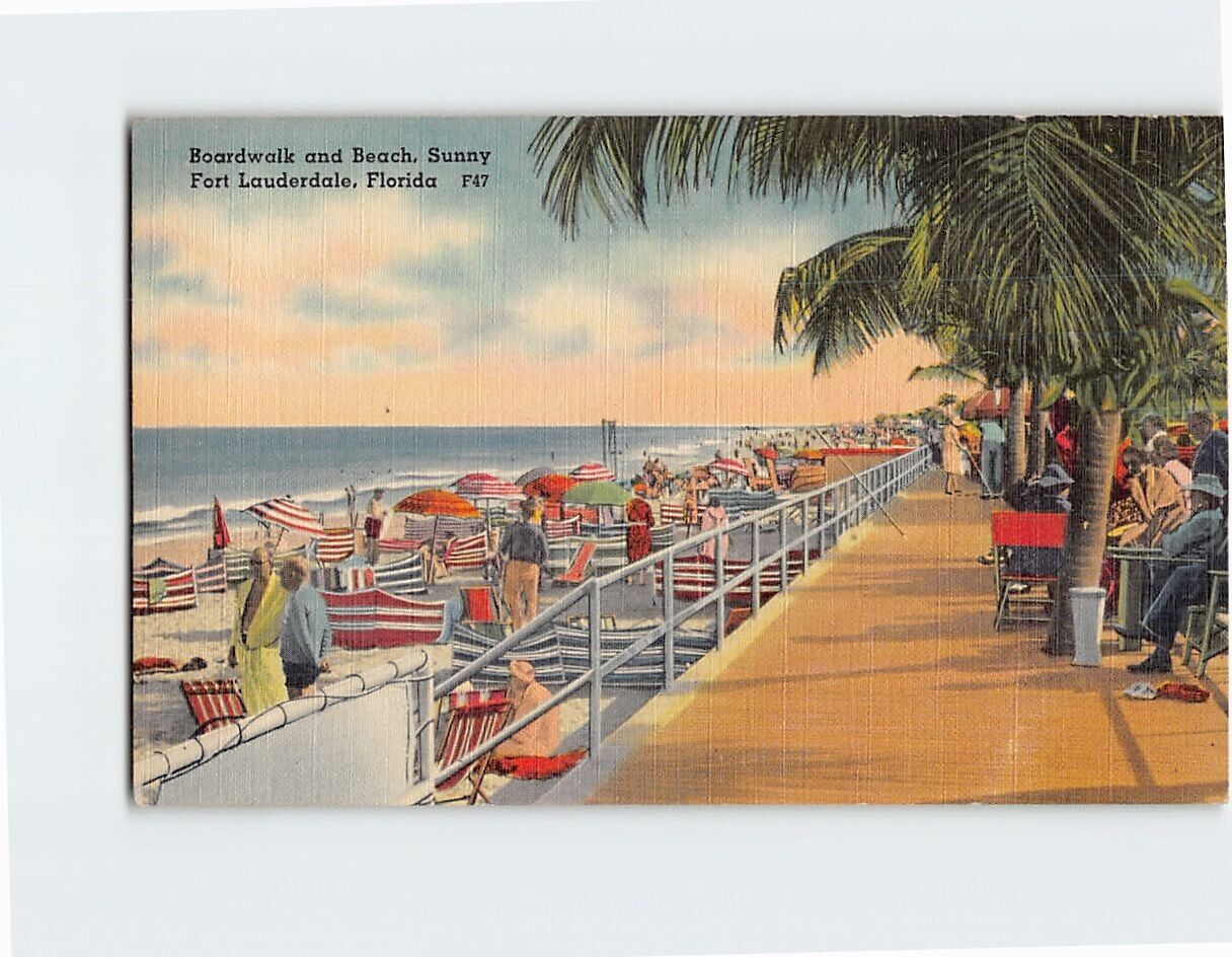Postcard Boardwalk and Beach Sunny Fort Lauderdale Florida USA