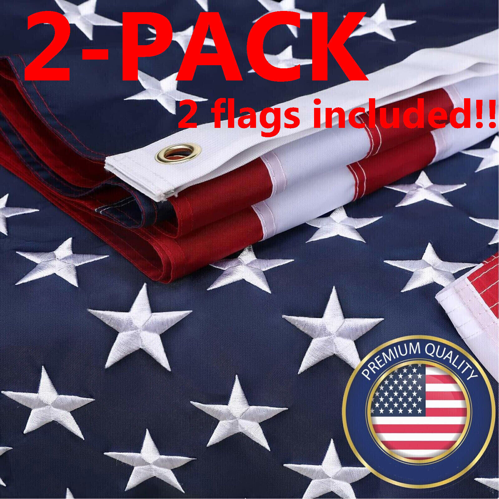2X US USA American Flag 2x3 Luxury Embroidered United States Flag Outdoor