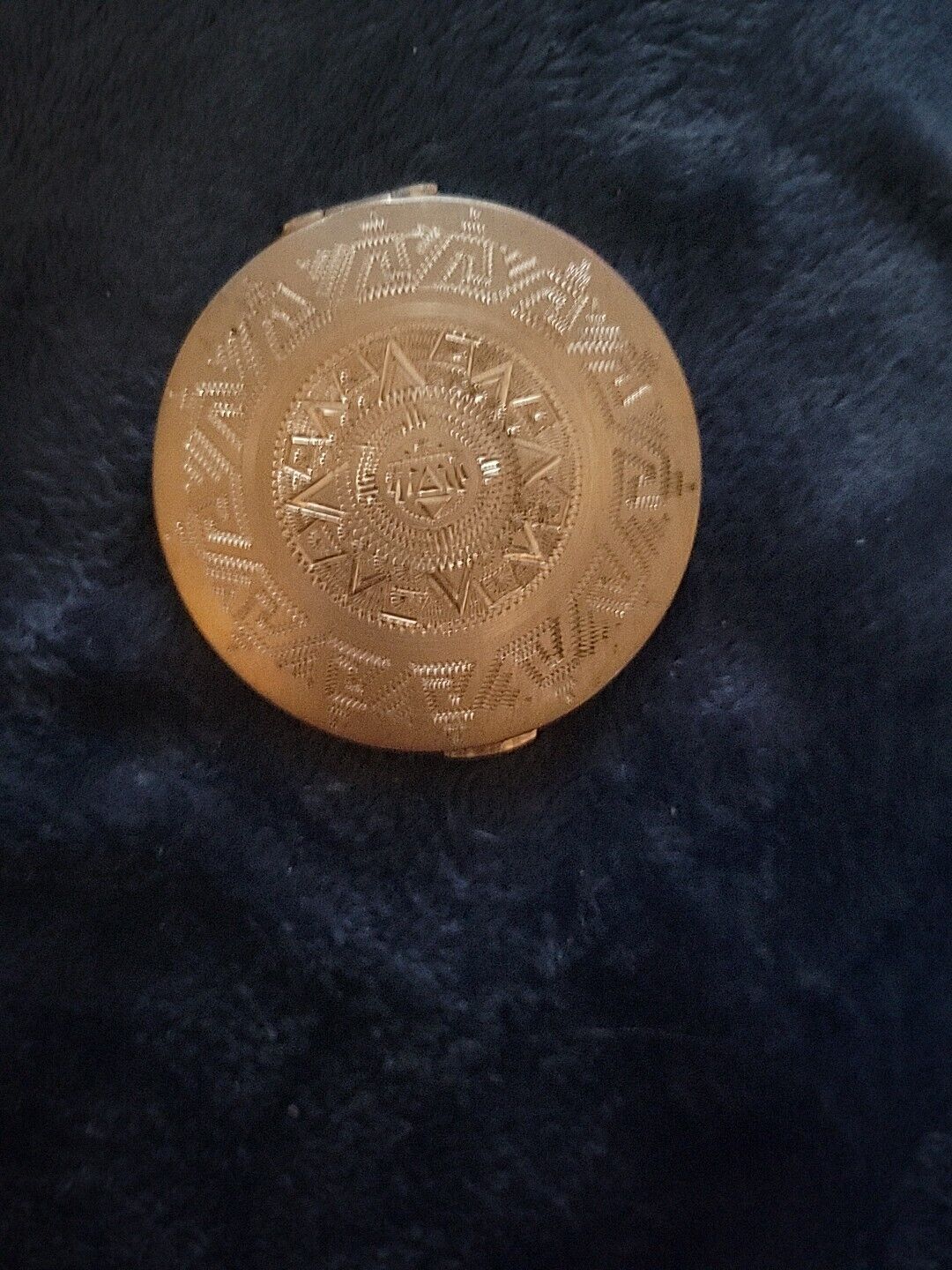 Antique Vintage Sterling Silver 925 Aztec Mayan Oxmex Powder Compact Mirror